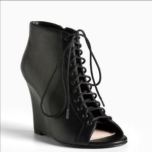 Lace Up Peep Toe Wedges